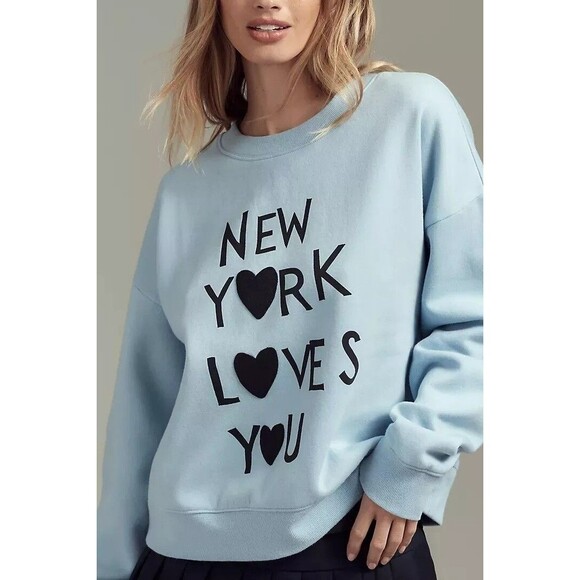 Maeve Rebecca Mayfield x Anthropologie Graphic Sweatshirt Top 1X PS NEW 276515 - Picture 1 of 11